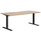 PULSE HEIGHT ADJUSTABLE SCALLOP DESK ELECTRIC DUAL MOTOR 3 STAGE 1800MM BLACK BASE BEECH TOP