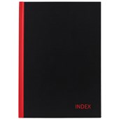 MILFORD HARD COVER NOTEBOOK INDEXED A4 100 LEAF RED AND BLACK