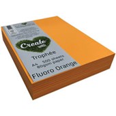 TROPHEE COLOURED PAPER A4 80GSM FLUORO ORANGE PACK 500