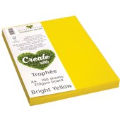 TROPHEE COLOURED PAPER A4 210GSM BRIGHT YELLOW PACK 100