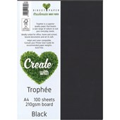 TROPHEE COLOURED PAPER A4 210GSM BLACK PACK 100