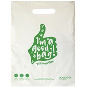 ECOPACK PUNCHED HANDLE BAG COMPOSTABLE SMALL PACK 50