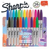 SHARPIE PERMANENT MARKER FINE POINT 10MM ELECTRO POP PACK 24