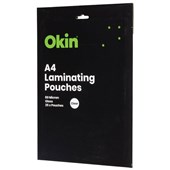 OKIN LAMINATING POUCH A4 80 MICRON GLOSS PACK 25