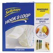 SELLOTAPE STICKY LOOP SPOTS REMOVABLE 22MM WHITE PACK 125