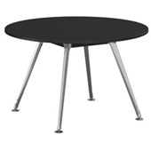 KNIGHT TEAM BOARDROOM TABLE ROUND D1200 X H730MM POLISHED ALLOY FRAME BLACK TOP