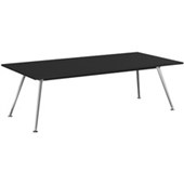 KNIGHT TEAM BOARDROOM TABLE W2400 X D1200 X H730MM POLISHED ALLOY FRAME BLACK TOP