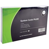 OFFICE SUPPLY CO SYSTEM CARDS 203 X 127MM WHITE PACK 100