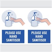 AVERY PRE PRINTED SELF ADHESIVE SIGN PLEASE USE HAND SANITISER 2UP A4 PACK 5