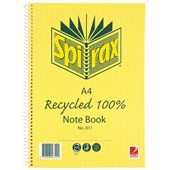 SPIRAX 811 NOTEBOOK 100 RECYCLED SPIRAL BOUND A4 240 PAGE