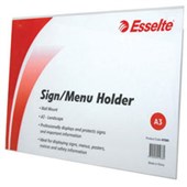 ESSELTE SIGN  MENU HOLDER WALL MOUNT LANDSCAPE A3 CLEAR