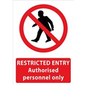 QSI SAFETY SIGN W240 X L340MM RESTRICTED ENTRY