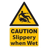 QSI SAFETY SIGN W240 X L340MM CAUTION SLIPPERY WHEN WET