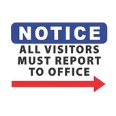 QSI SAFETY SIGN W450 X L300MM ALL VISITORS MUST REPORT TO OFFICERIGHT ARROW