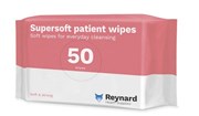 REYNARD HEALTH SUPER SOFT WHITE DISPOSABLE PATIENT WIPES 33CM  X 29CM  PACK 50