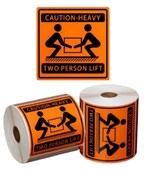 MPH SHIPPINGHANDLING LABEL TWO PERSON LIFT ORANGEBLACK 99MM X 99MM 500 PER ROLL