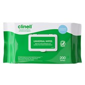 CLINELL UNIVERSAL SANITISING WIPES SOFT PACK 200