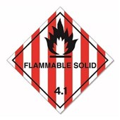 RIPPA LABEL FLAMMABLE SOLID RED AND WHITE DIAMOND 41  100X100MM 500 PER ROLL