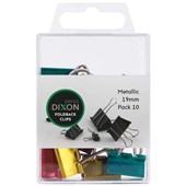 DIXON FOLDBACK CLIPS ASSORTED COLOURS 19MM PACK 10