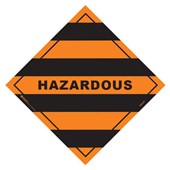 LABEL 99 X 98 UNCLASSIFIED HAZARDOUS LABEL ROLL OF 500 ORANGE AND BLACK