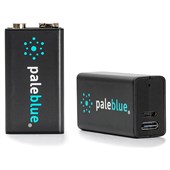 PALE BLUE LITHIUM ION RECHARGEABLE 9V BATTERIES  2 X 9V AND ONE 21 CHARGING CABLE