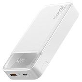 PROMATE TORQ 20000MAH SUPERSLIM POWER BANK WITH SMART LED DISPLAY WHITE QUICK CHARGE