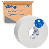 TOILET TISSUE 5749 KLEENEX COMPACT JUMBO 2 PLY 300M 6ROLLSCTN