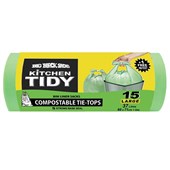 RUBBISH BAG BIG BLACK SACKS COMPOSTABLE LARGE TIE TOP LINER 600MM X 710MM