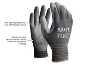 GLOVE FLEX IT GREY PU DIP SIZE 9 PER EACH PAIR