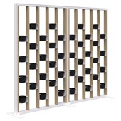 CONNECT FREESTANDING PLANT WALL 1890HX2400W WHITE FRAME CLASSIC OAK FINS WITH PLANTERS