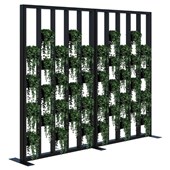 CONNECT FREESTANDING PLANT WALL 1890HX2400W BLACK FRAME BLACK FINS WITH PLANTERS