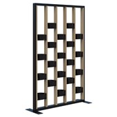 CONNECT FREESTANDING PLANT WALL 1890HX1200W BLACK FRAME CLASSIC OAK FINS WITH PLANTERS