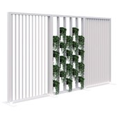 CONNECT FIN FREESTANDING DIVIDER WITH FIN DIVIDERS AND PLANTER WALL 1890HX3600W WHITE FRAME WHITE FINS