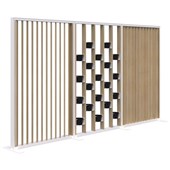 CONNECT FIN FREESTANDING DIVIDER WITH FIN DIVIDERS AND PLANTER WALL 1890HX3600W WHITE FRAME CLASSIC OAK FINS