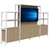 GRID 40 TV OPEN DISPLAY STORAGE UNIT 15001890HX2960W WHITE FRAME CLASSIC OAK FINISH