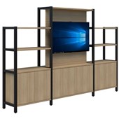 GRID 40 TV OPEN DISPLAY STORAGE UNIT 15001890HX2960W BLACK FRAME CLASSIC OAK FINISH