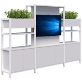 GRID 40 TV OPEN DISPLAY STORAGE UNIT WITH PLANTERS 15001890HX2960W WHITE FRAME WHITE FINISH