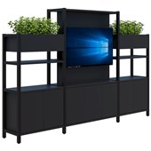 GRID 40 TV OPEN DISPLAY STORAGE UNIT WITH PLANTERS 15001890HX2960W BLACK FRAME BLACK FINISH