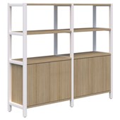 GRID 40  DISPLAY STORAGE UNIT 1500HX1720W 2 BAY WIDE WHITE FRAME CLASSIC OAK FINISH