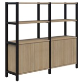 GRID 40  DISPLAY STORAGE UNIT 1500HX1720W 2 BAY WIDE BLACK FRAME CLASSIC OAK FINISH