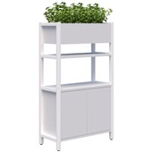 GRID 40  DISPLAY STORAGE UNIT WITH PLANTER 4 TIER 1500HX880W WHITE FRAME WHITE FINISH