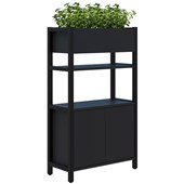 GRID 40  DISPLAY STORAGE UNIT WITH PLANTER 4 TIER 1500HX880W BLACK FRAME BLACK FINISH