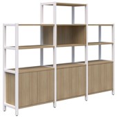 GRID 40 OPEN DISPLAY STORAGE UNIT 45 TIER 15001890HX2560W WHITE FRAME CLASSIC OAK FINISH