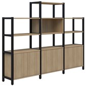 GRID 40 OPEN DISPLAY STORAGE UNIT 45 TIER 15001890HX2560W BLACK FRAME CLASSIC OAK FINISH