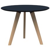 OSLO ROUND 3 LEG MEETING TABLE 900MM DIA TOP NATURAL TASMANIAN ASH BASE BLACK VELVET MATT TOP