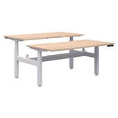 SUMMIT II 2 POD ELECTRIC DESK W1200 X D800 X H6201270MM WHITE FRAME REFINED OAK TOP