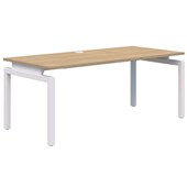 BALANCE DESK SINGLE 1500X800MM WHITE FRAME CLASSIC OAK TOP