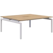 BALANCE DESK 2 PERSON BACK TO BACK POD 1500X800MM WHITE FRAME CLASSIC OAK TOP