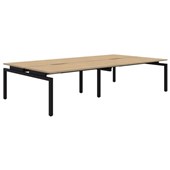 BALANCE DESK 4 PERSON BACK TO BACK POD 1200X700MM BLACK FRAME CLASSIC OAK TOP