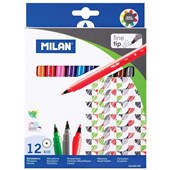 FELT TIP PEN MILAN FINE TIP ASSORTED COLOURS PKT12